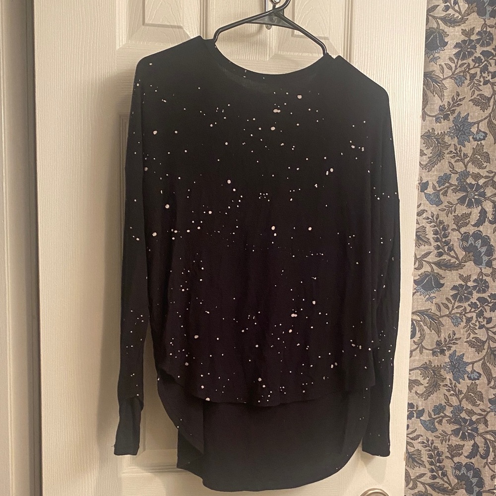 Elegant Black Speckled Long Sleeve Top